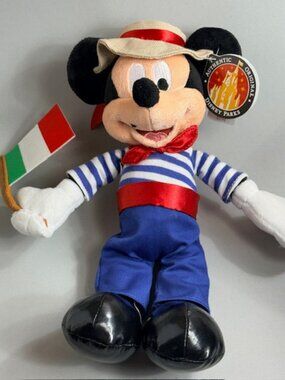 Vintage Walt Disney Parks Plush Stuffed Animal Mickey Mouse Italy Flag Bean Bag